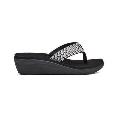 Teva Women VOYA WEDGE PAINT TRACKS BLACK/ WHITE